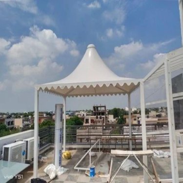 Single Peak Pagoda Tensile Canopy For Terrace And Rooftop With Pvc Fabric Roof Manufacturers, Suppliers in Udaipur