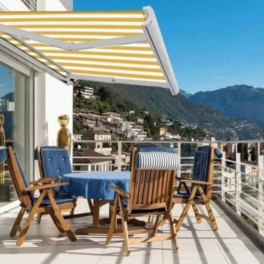 Automatic Pvc Waterproof Awning For Home Use Yellow And White Manufacturers, Suppliers in Udaipur